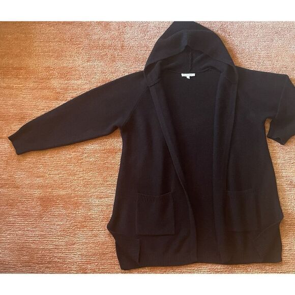 Workshop Republic Women’s  Black Open Front Hoodie Soft  2 Pockets Cardigan 1X - Picture 1 of 9